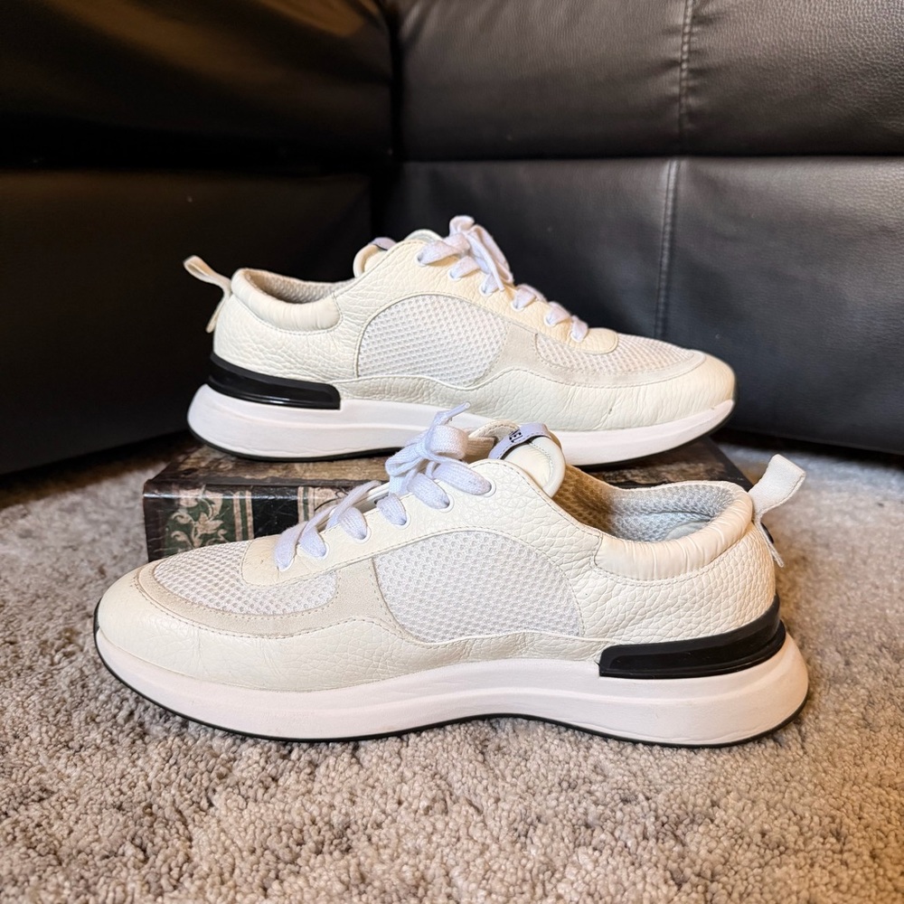 CHANEL Ivory Calfskin Suede Sneakers 42 - Picture 2 of 10